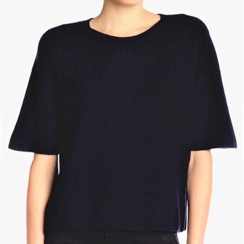 Frame Denim Cashmere Baby Wool Yak Sweater Tee Black Crew Neck Small - Picture 1 of 8